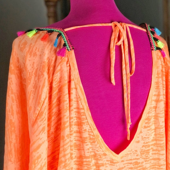 Orange High Lo Fringe Tunic - Picture 2 of 2